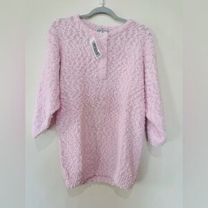 P’Galli Popcorn Knit Sweater Blush Pink Women's Crew Neck Sweater Barbiecore M